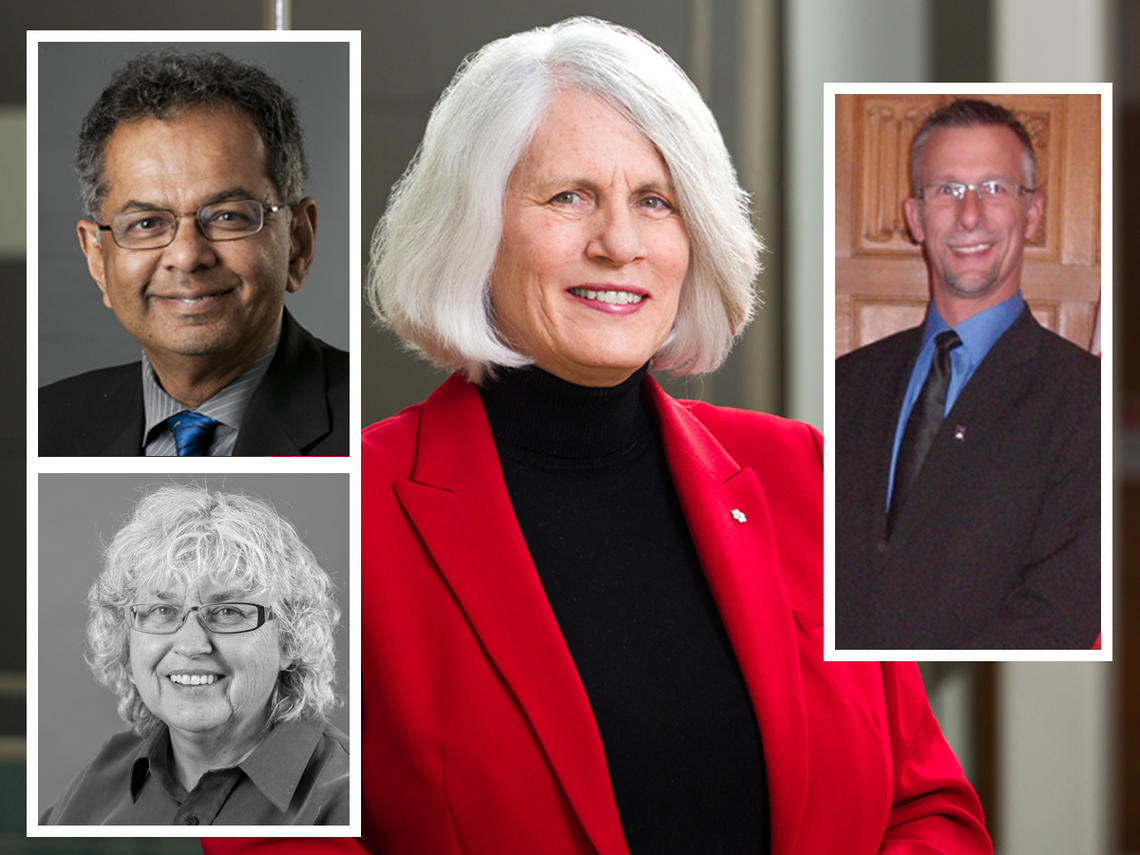 Clockwise, from top left: Chan Wirasinghe, Kim-Sturgess, Brian Jackson, and Mary-Ellen Tyler.