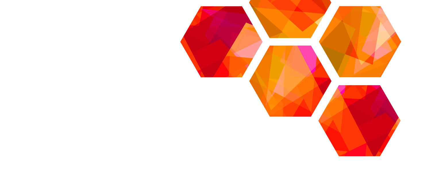 colourful hexagons on a white background