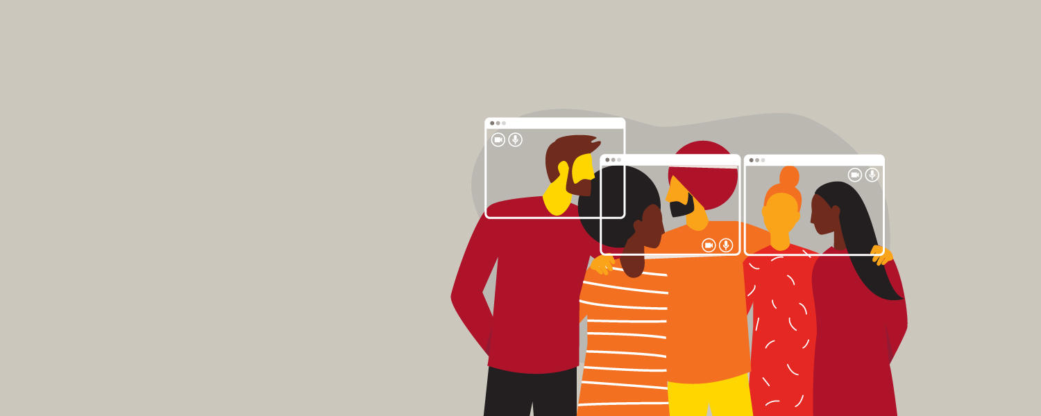 UCalgaryTogether banner — an illustration of diverse adults socializing online