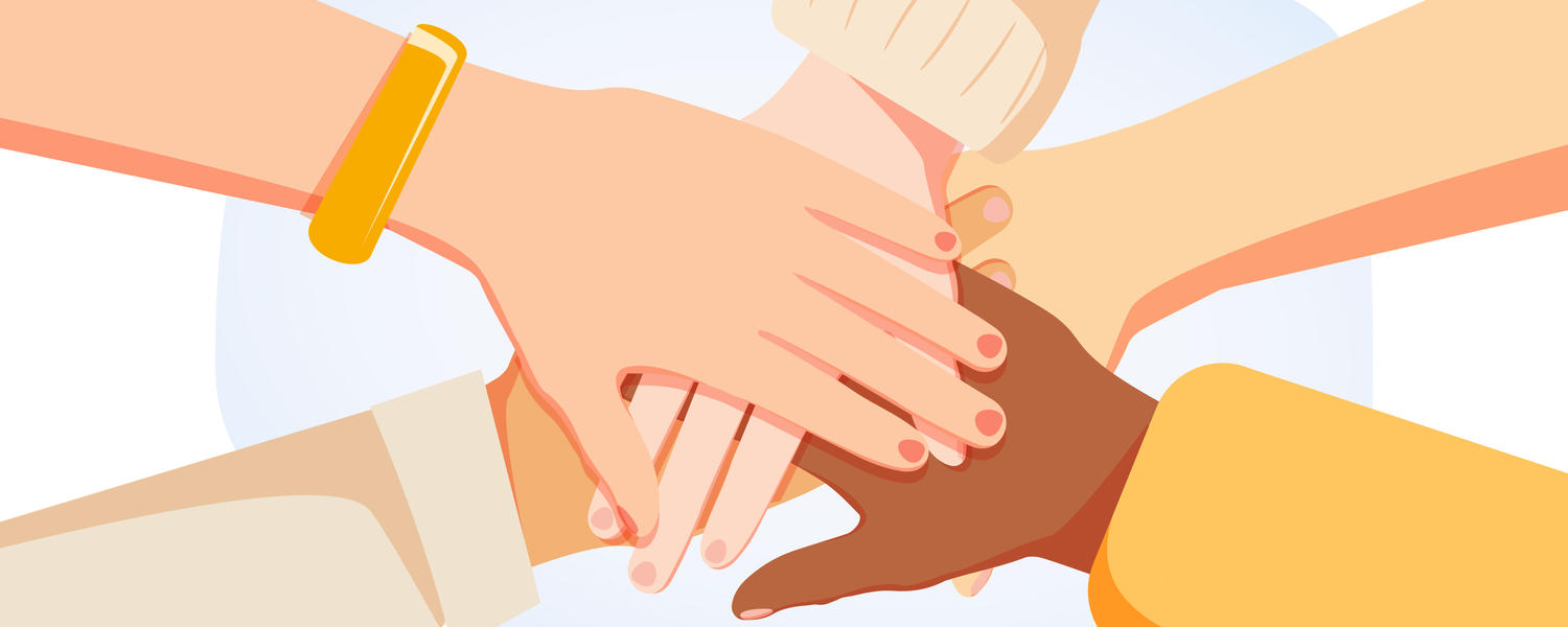 illustration of people with hands together
