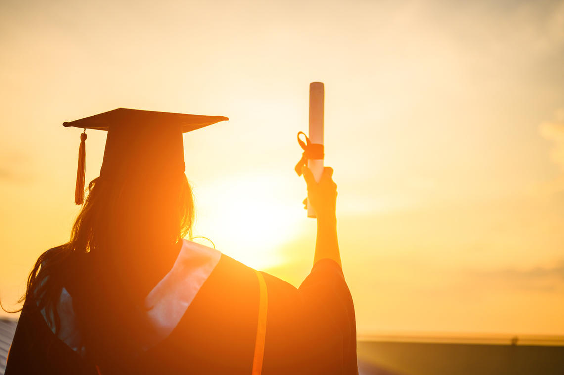 A graduate in silhouette