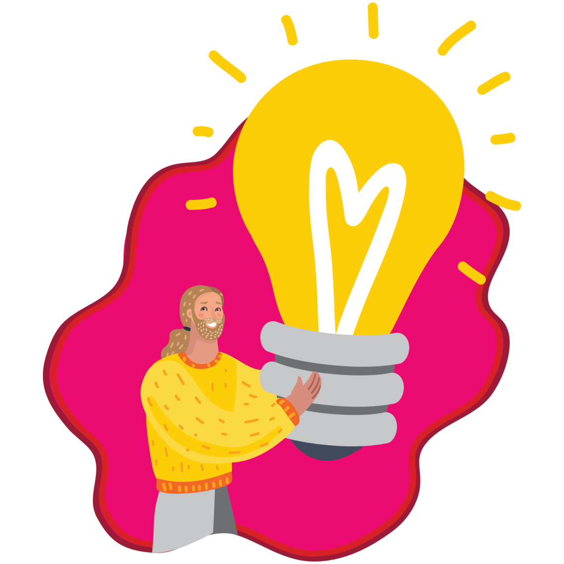 Vector image of man holding an oversize light bulb