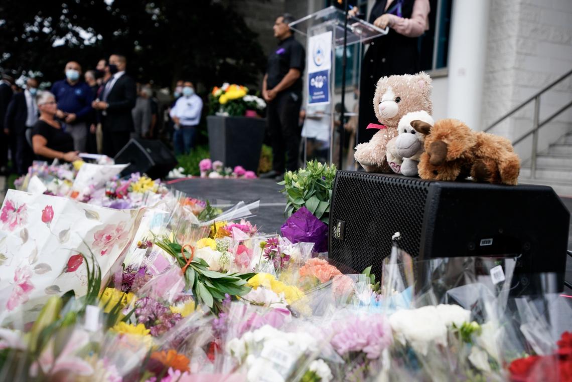 A vigil was held June 8, 2021 outside the London Muslim Mosque for the victims of the deadly attack in London, Ontario.