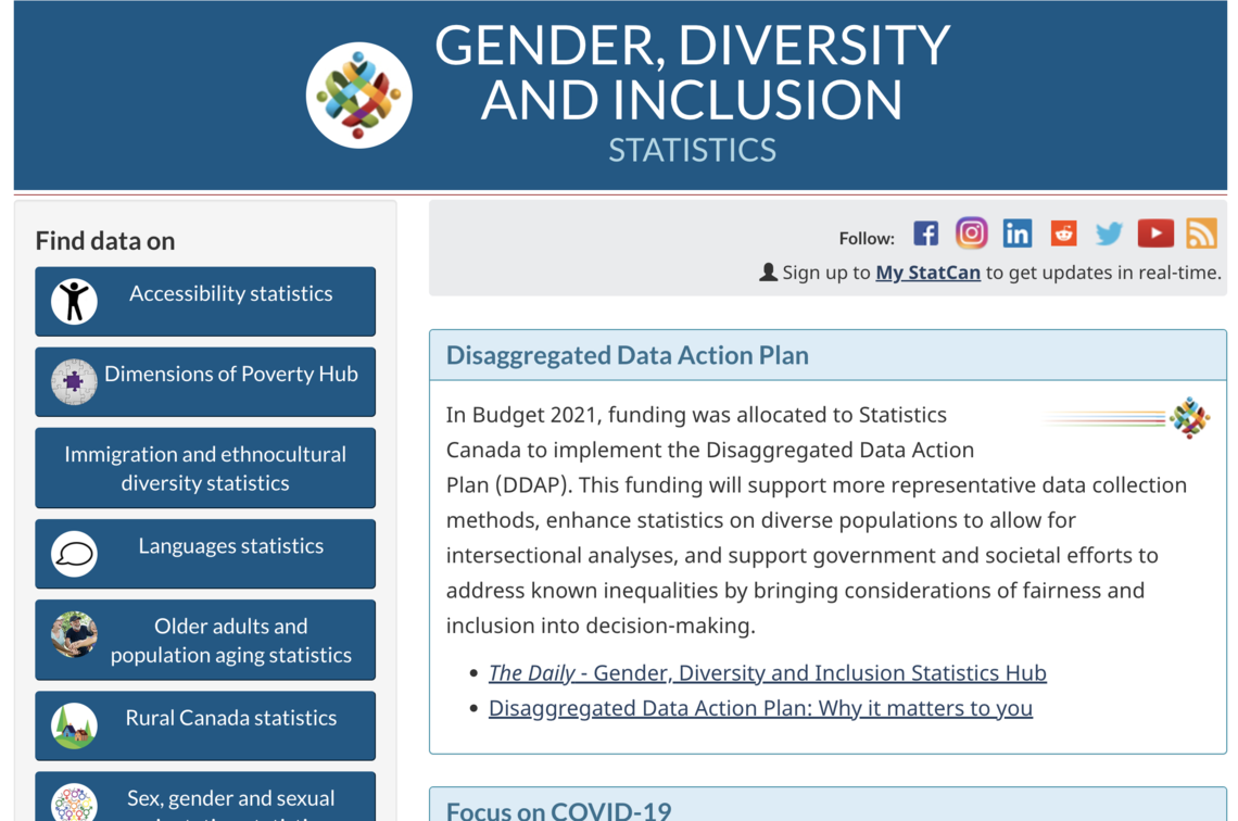 Statistics Canada - Gender, diversity and inclusion statistics
