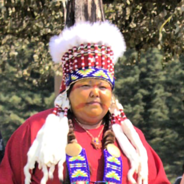 A woman in traditional Indigenous dress