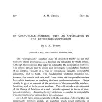 Cover of Turing's paper