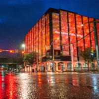 building with red lights