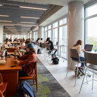 Students studying in Hunter Student Commons
