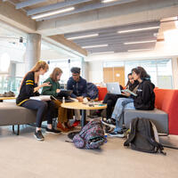 Group of students in Hunter Student Commons
