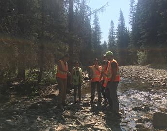 Students at geophysics field school