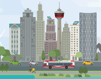 Calgary downtown skyline, animated