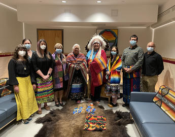 People gathered for blessing ceremony at Indigenous, Local and Global Health Office