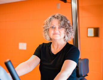 Participant on exercise bike