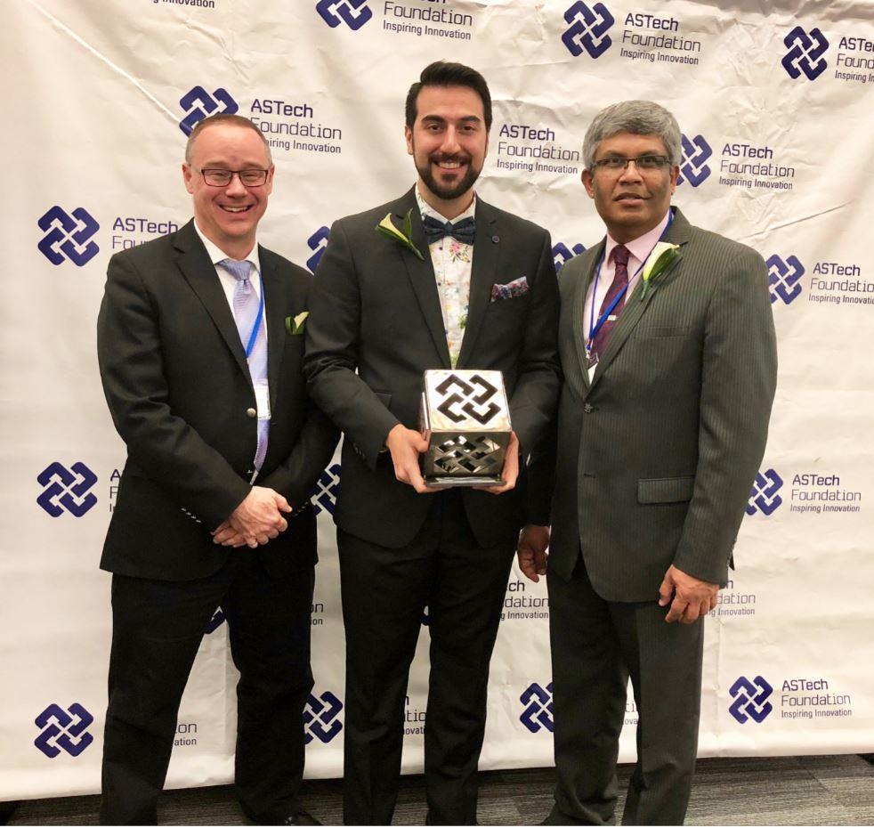 The winners of the Outstanding Achievement in Applied Technology Innovation award, from left: Derek Lichti, Reza Maalek, and Janaka Ruwanpura.