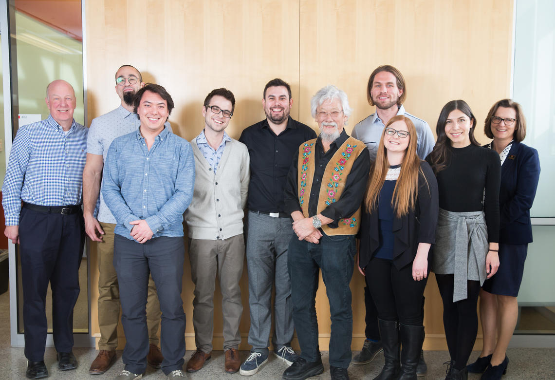 The PUBS 2018 co-chairs with Doug Storey , David Suzuki, and Lesley Rigg.