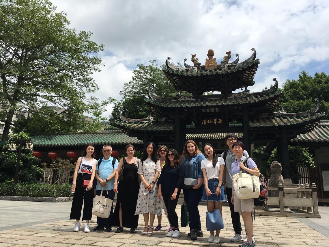 Members of the University of Calgary and former exchange students meet in Guangzhou, China. Professors Dora Tam, far right, and Siu Ming Kwok, second from left, are leading the creation of a social innovation hub to support collaboration.