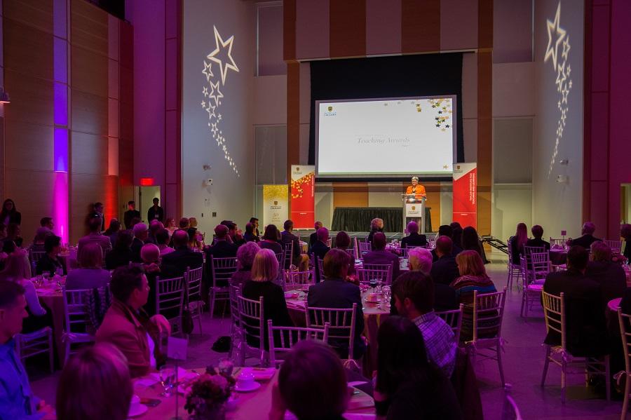 Provost Dru Marshall speaks to the audience at the 2017 edition of the University of Calgary Teaching Awards.