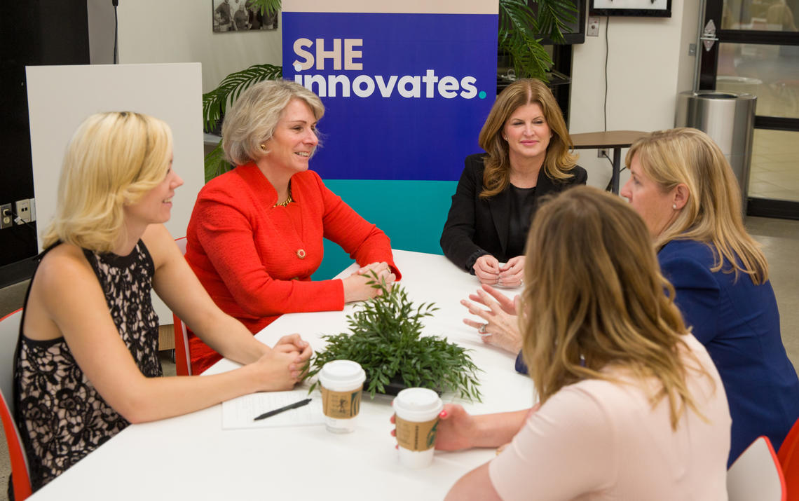 Elizabeth Cannon, second from left, helps launch SHEInnovates Alberta, the first local chapter worldwide.