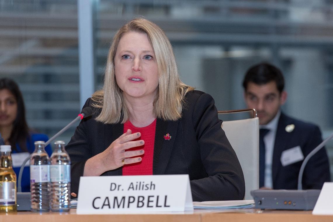 Ailish Campbell, Canada’s chief trade commissioner, at the roundtable discussion in Germany. 