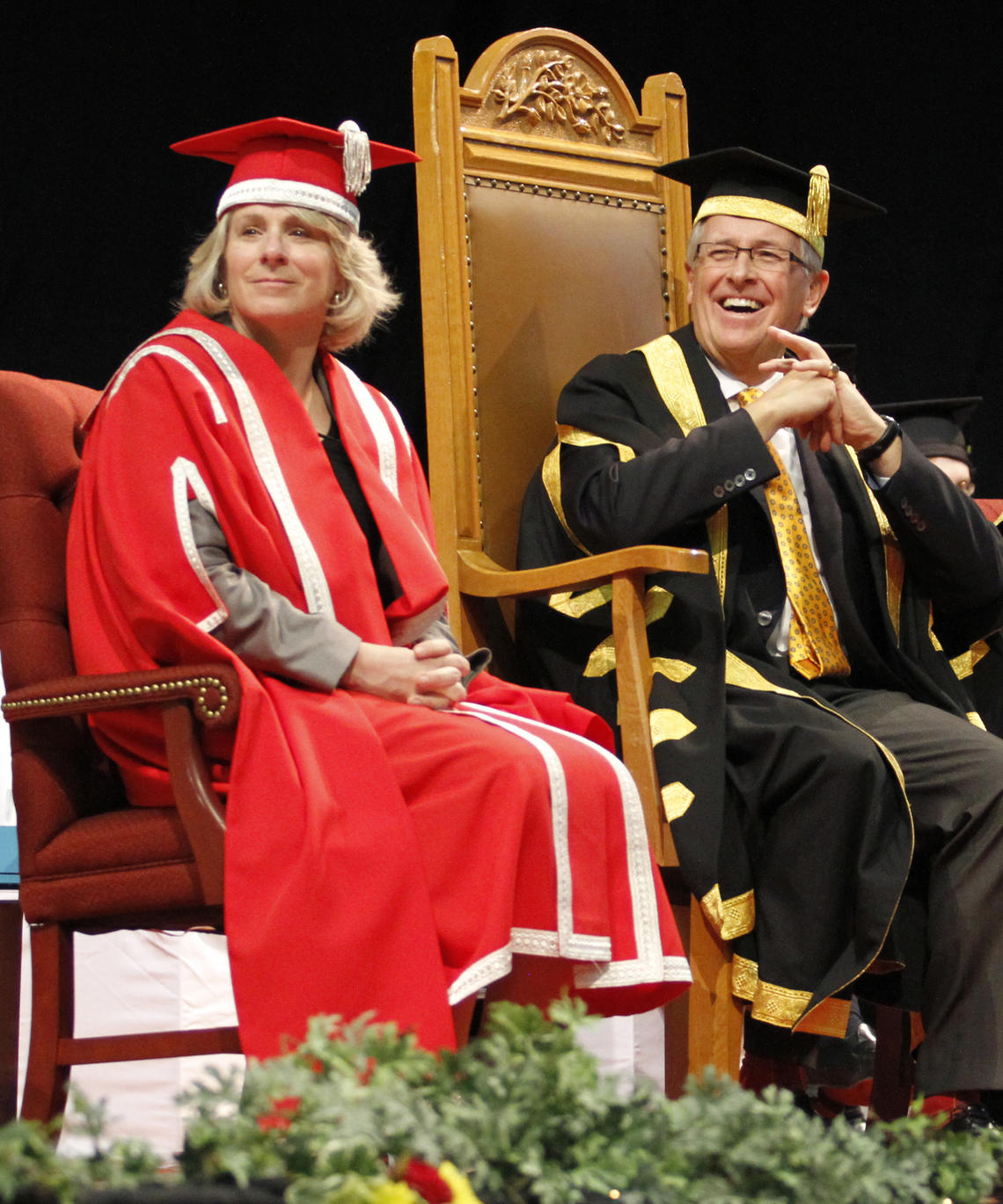 President Elizabeth Cannon and Chancellor Jim Dinning at June 2013 convocation.