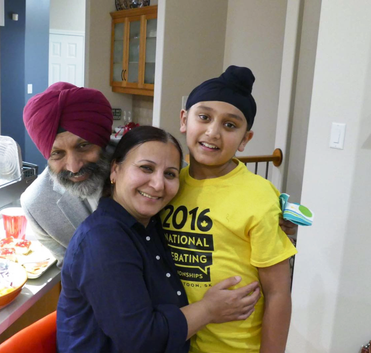 Dr. Singh with his wife, Sarbjit Kaur Gill, and son, Pahul.