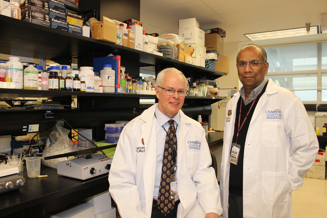 Dr. Ronald Anderson, left, and Dr. Aru Narendran in the division of hematology, oncology and transplant at the Alberta Children’s Hospital, published their research in the journal Neuro-Oncology. 