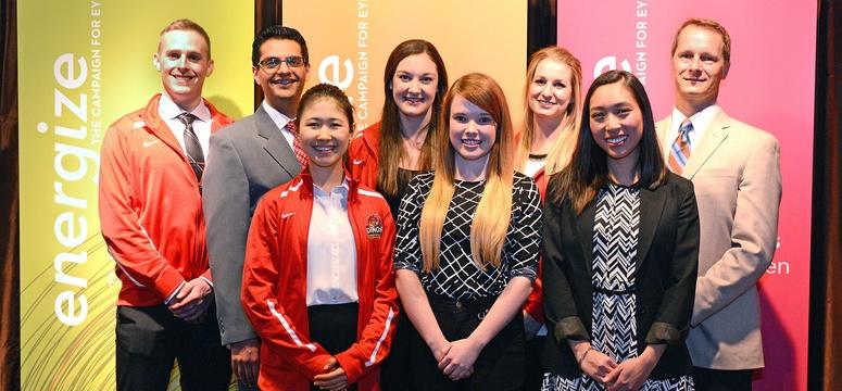 From left: Matt Saunders, Zaheed Damani, Samantha Chang-Foidl, Brianna Ghali, Laura Fadar, Kelly Ann Meeuwisse, Junette Huynh, Dr. John Yackel.