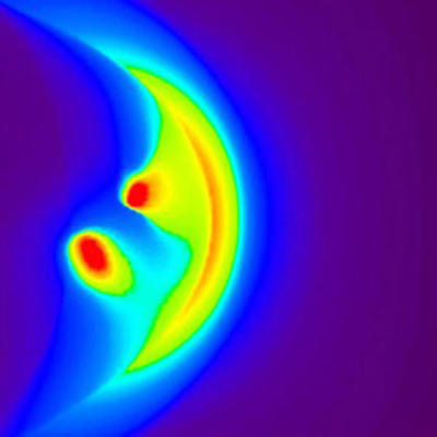 This is a simulation of soft X-rays being emitted from the boundary between the solar wind and Earth's magnetosphere, as they would be seen by the SMILE X-ray imager.
