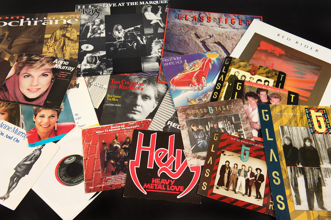 A selection of album covers of artists represented in the EMI Music Canada Archive. 
