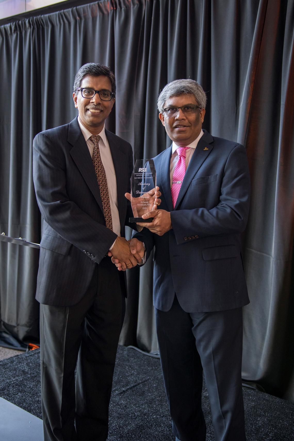 Ram Pendyala, professor and interim director, School of Sustainable Engineering and the Built Environment, Ira A. Fulton Schools of Engineering, Arizona State University, left, and UCalgary's Janaka Ruwanpura.