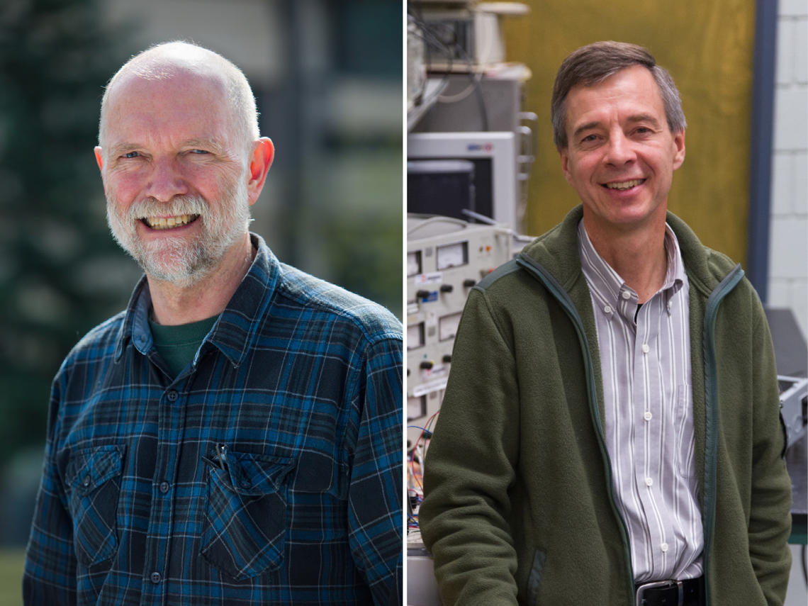 David Wood (left), NSERC/Enmax Professor of Renewable Energy, and Ed Nowicki, associate professor of electrical and computer engineering, have successfully created a hydro-electrical system in Nepal which they are now working to bring to Ethiopia.