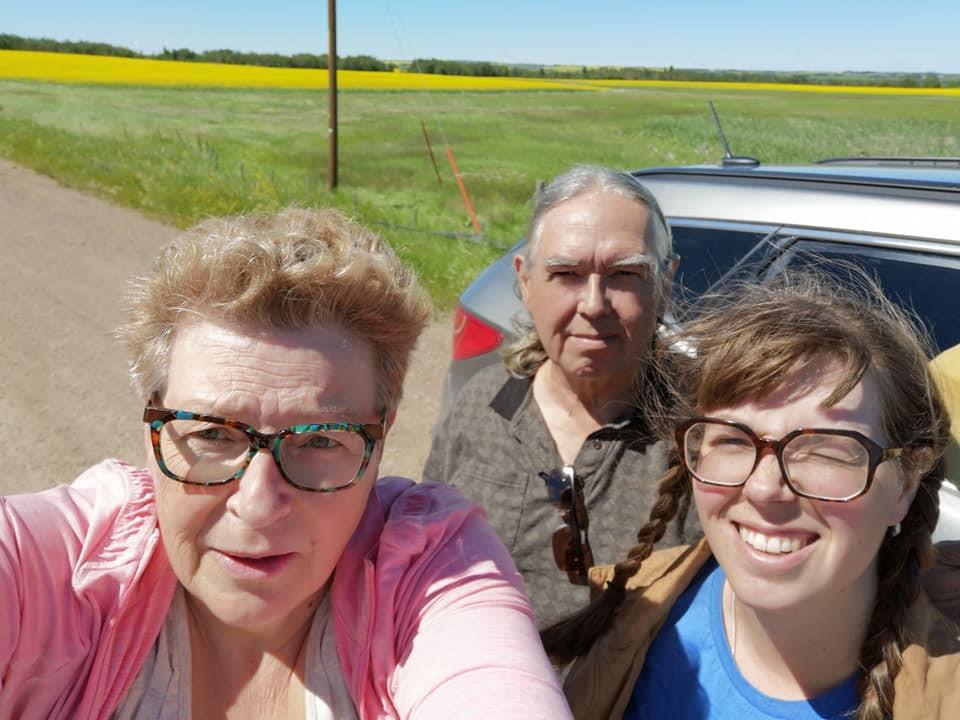 Social Work grad student Sage Wheeler, right, a Métis artist from Cold Lake, provides some family selfie fun. 