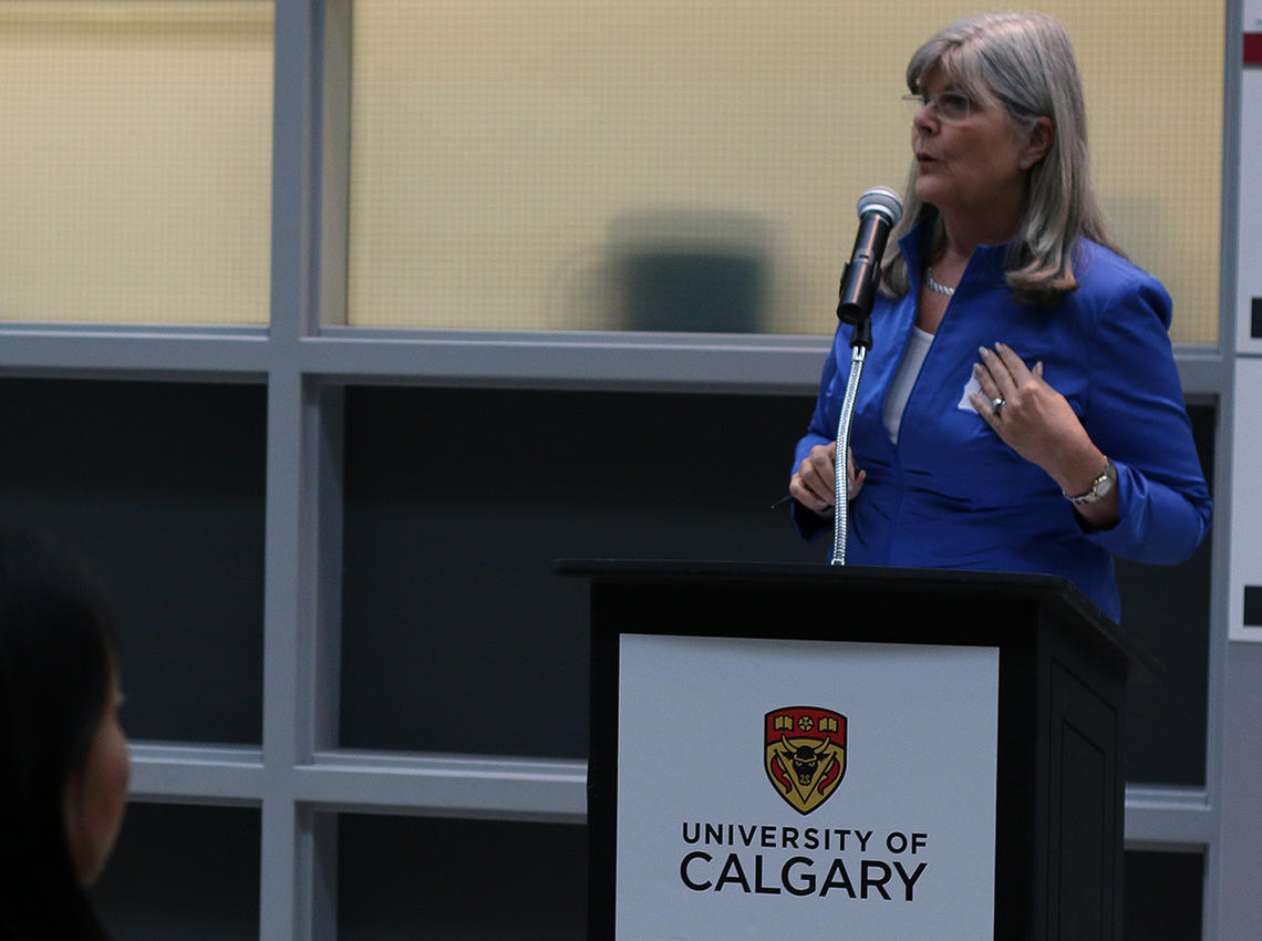 Jennifer Hatfield, associate dean, addresses inner city agencies.  