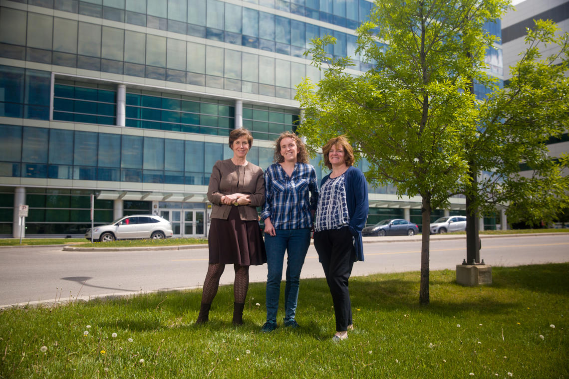 A published study by UCalgary researchers, from left: Melanie Rock, Niamh Caffrey and Sylvia Checkley, examines dog bite incidents with an eye to preventing them.