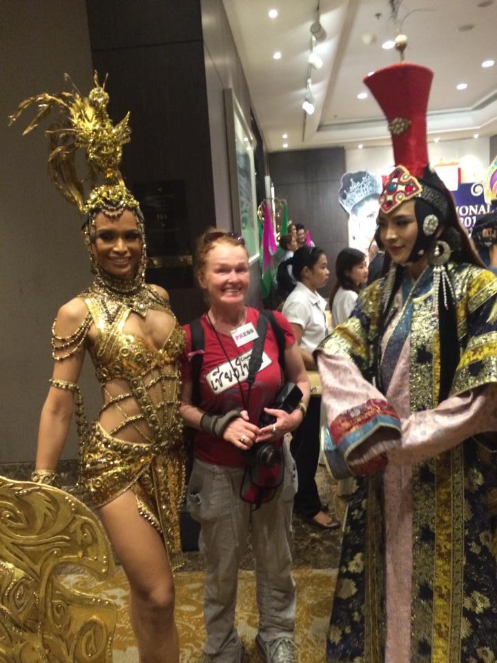 Picot with friends backstage at Miss International Queen — the world's beauty pageant for transgender women. 