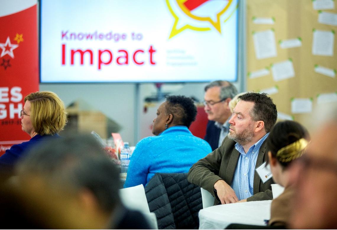 UCalgary and community members gathered to discuss the future of community engagement and partnership at Knowledge to Impact: Igniting Community Engagement in the City Building Design Lab on April 29.