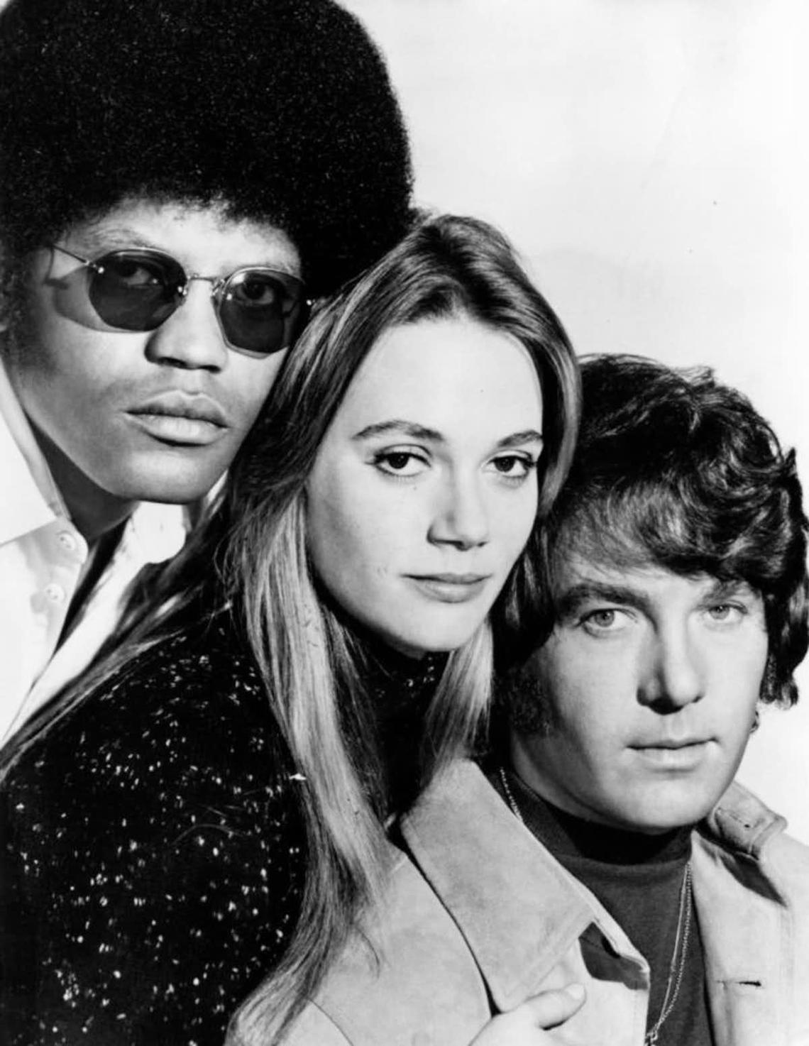 Mod Squad, left to right: Clarence Williams III as Linc Hayes, Peggy Lipton as Julie Barnes and Michael Cole as Pete Cochran.