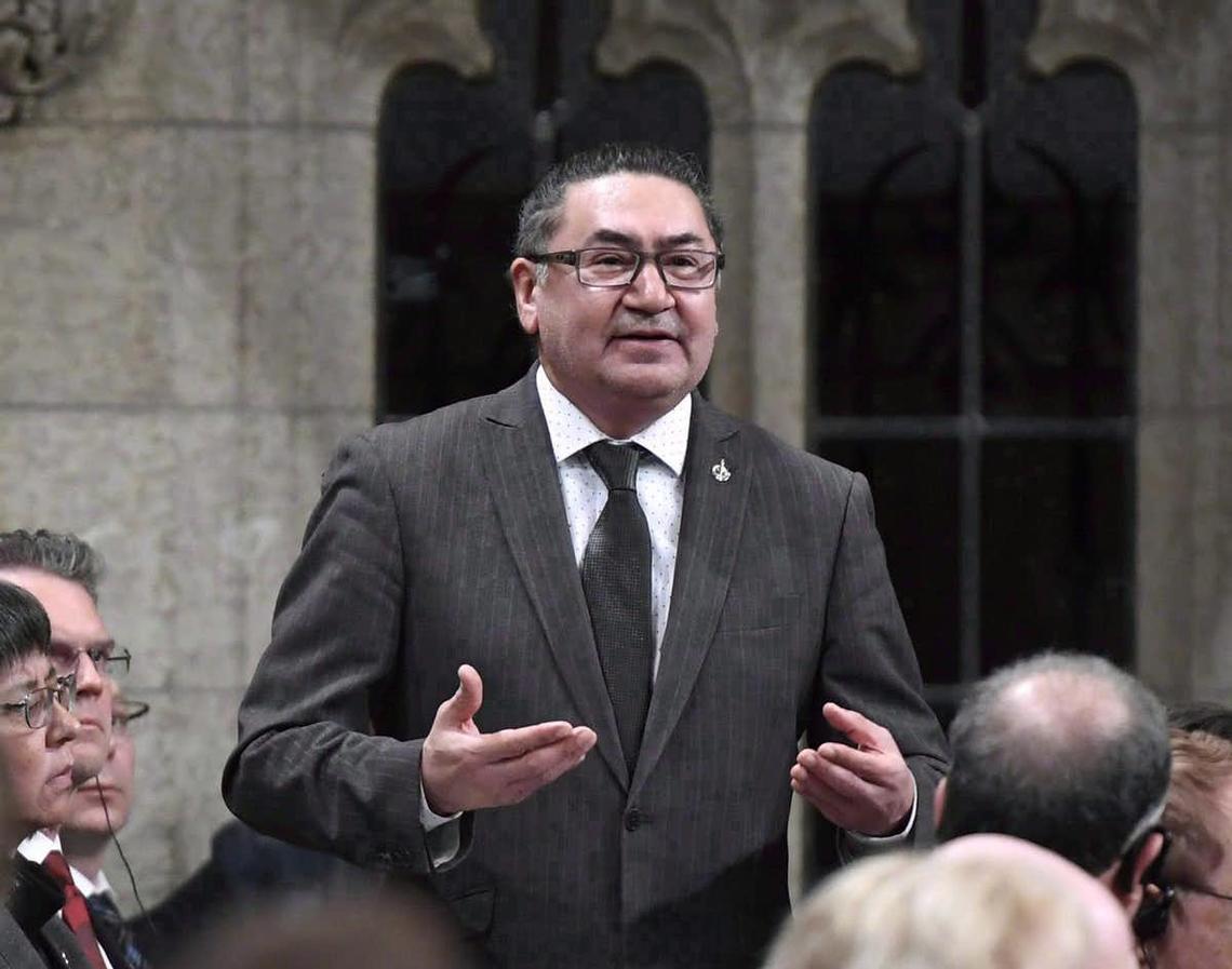 NDP MP Romeo Saganash speaks following Prime Minister Justin Trudeau’s speech on the recognition and implementation of Indigenous rights in the House of Commons in February 2018.