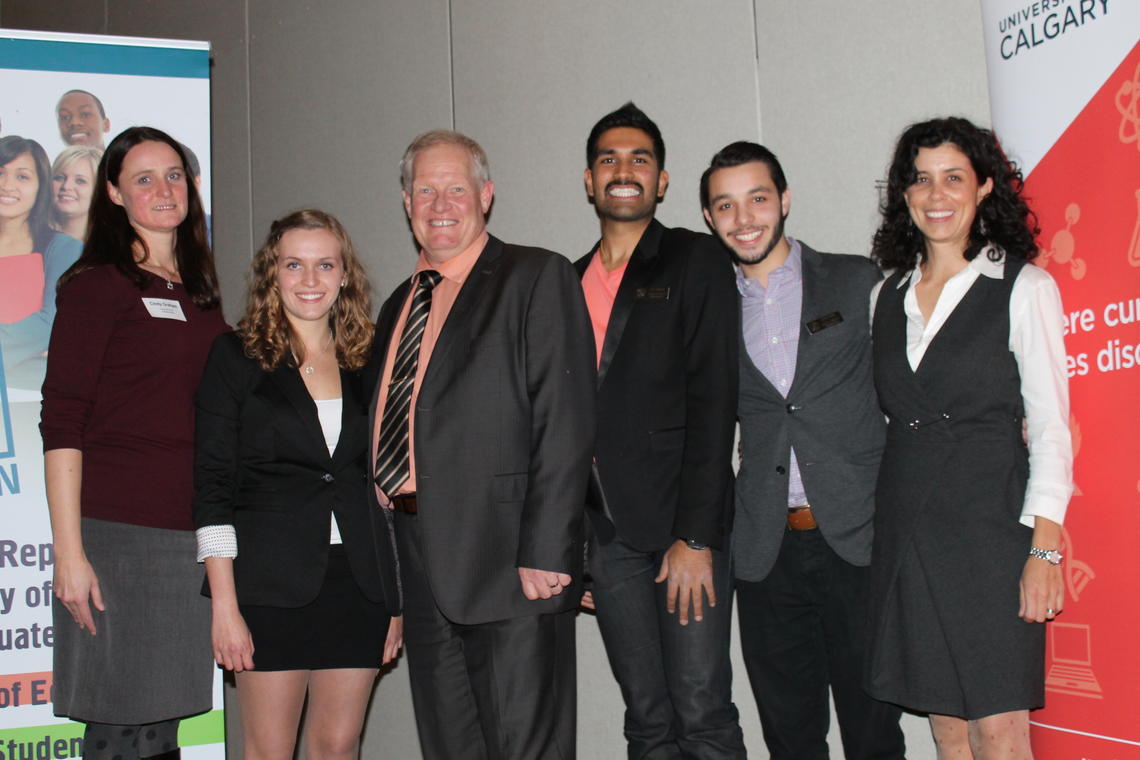 Among those taking part in the event were, from left: Cindy Graham, associate dean (undergraduate); Jacqueline Boon, science Students' Union rep; Ken Barker, dean; Amar Deshwar, Students' Union rep; Jacob Nasser, student rep; and Leslie Reid, associate dean (teaching and learning).