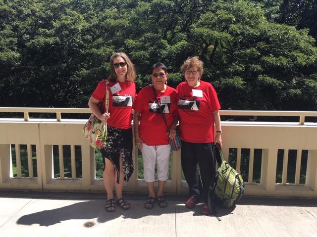 Heather Bliss, left, Blackfoot Elder Ikino’motstaan Noreen Breake, and Elizabeth (Betsy) Ritter at the 6th International Conference on Language Documentation and Conservation in February, University of Hawaii, where they did a joint presentation on this project. 