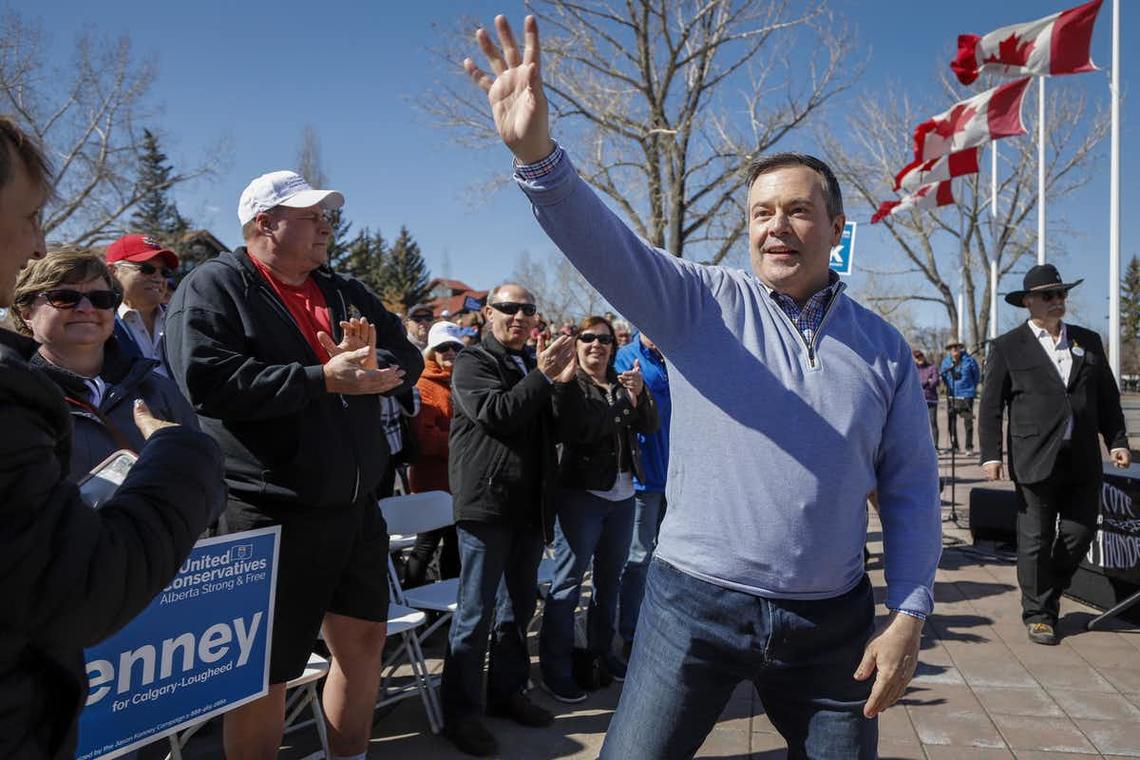 UCP leader Jason Kenney campaigns in Calgary late last month.