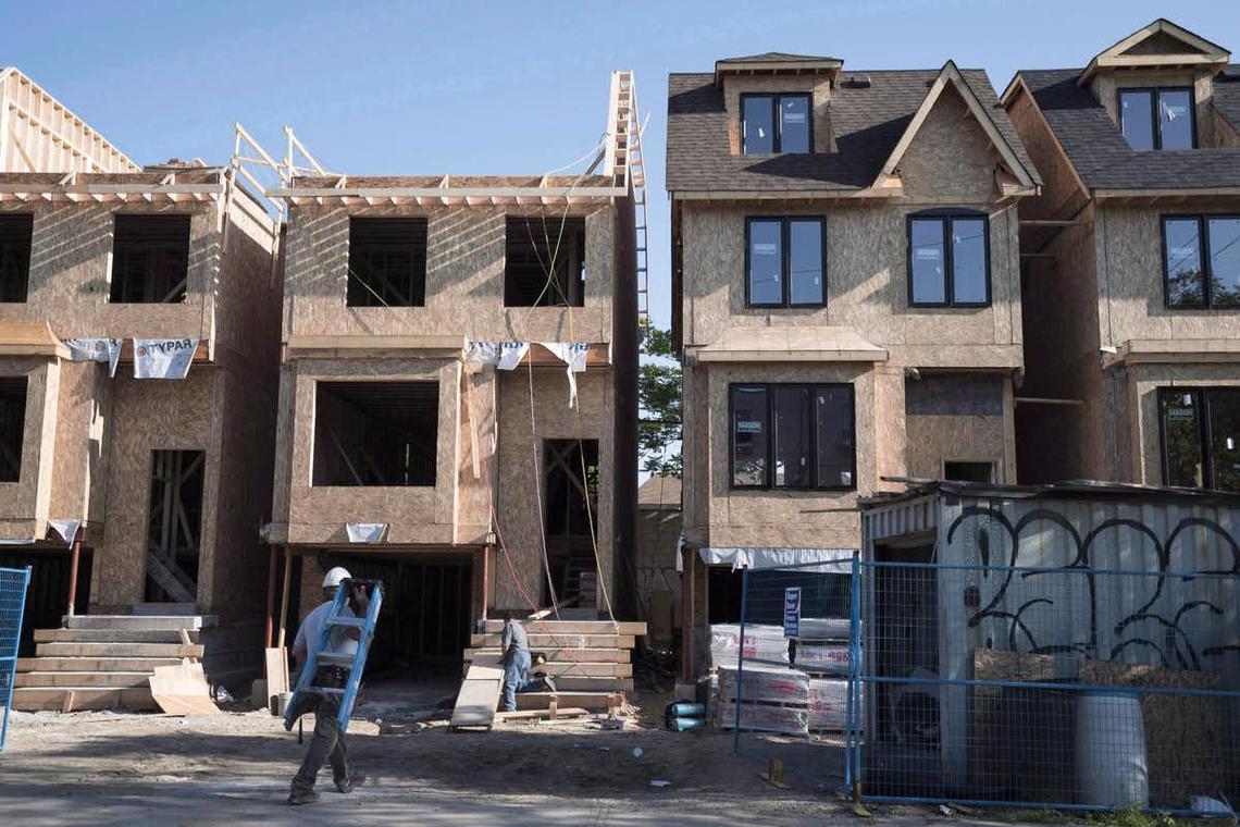 New homes have a bigger radon problem, according to the new research. Pictured here are houses under construction in Toronto in June 2015.