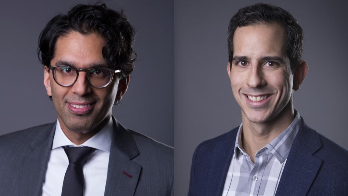 Aleem Bharwani and Gabriel Fabreau are two members of MEOC, a physician pandemic response plan developed to help Calgary hospitals cope with COVID-19.  