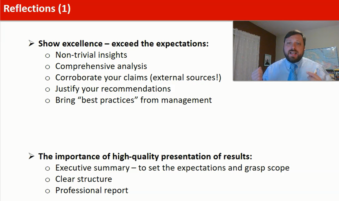 screen grab of a capstone course powerpoint, including a head shot of the instructor