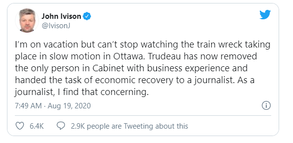 tweet from John Ivison