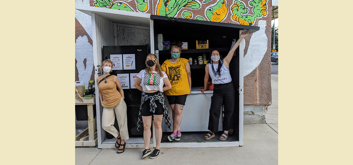 The Calgary Community Fridge organizers with the fridge.