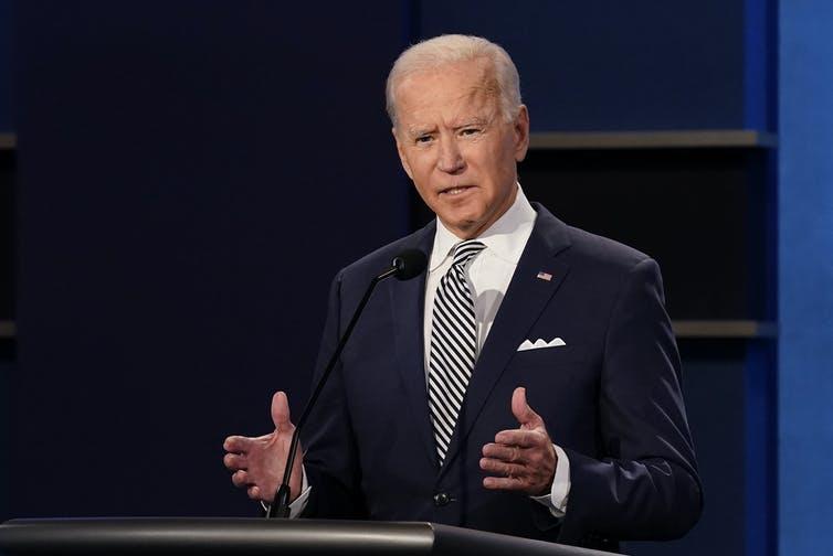 While Trump adopted a combative tone, Biden appeared less confrontational.