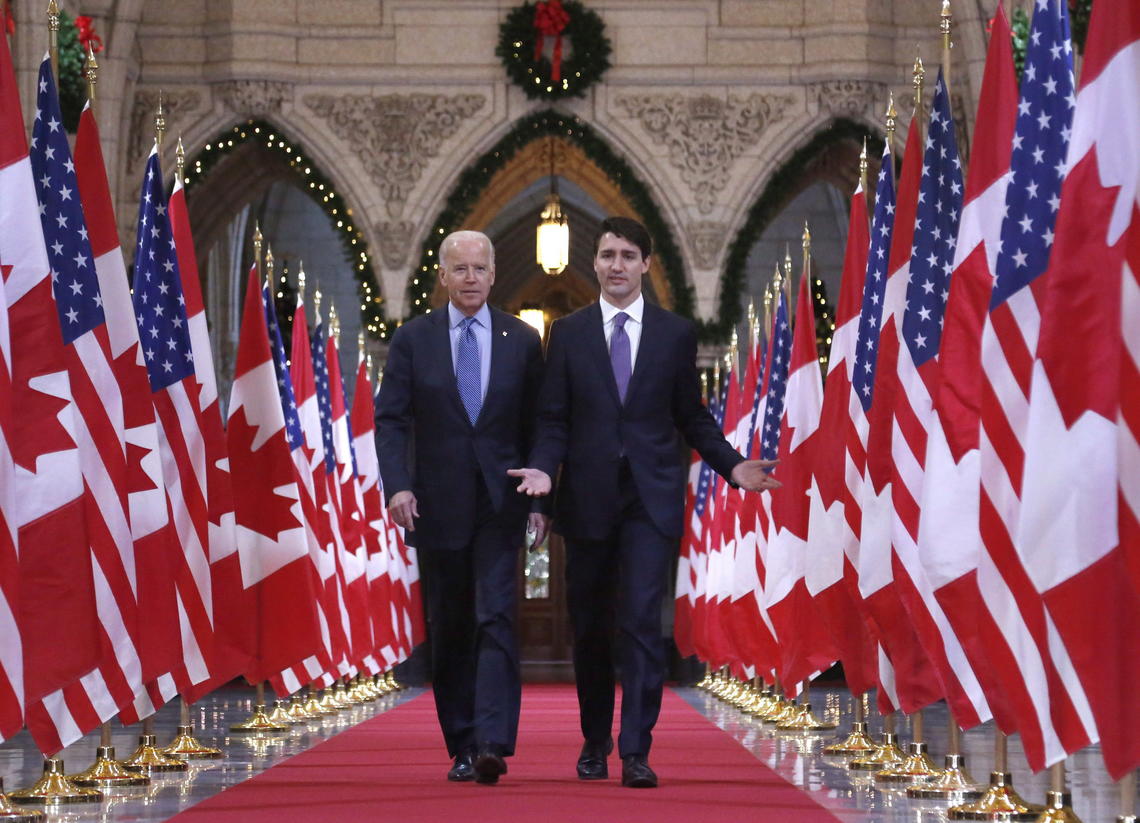Prime Minister Justin Trudeau and Joe Biden, U.S. vice president at the time, in Dec. 2016.
