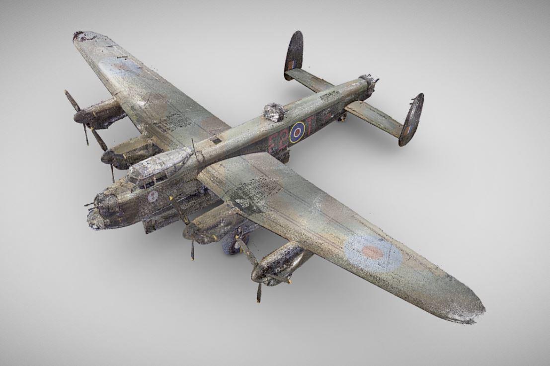 3D rendition of Lancaster bomber plane