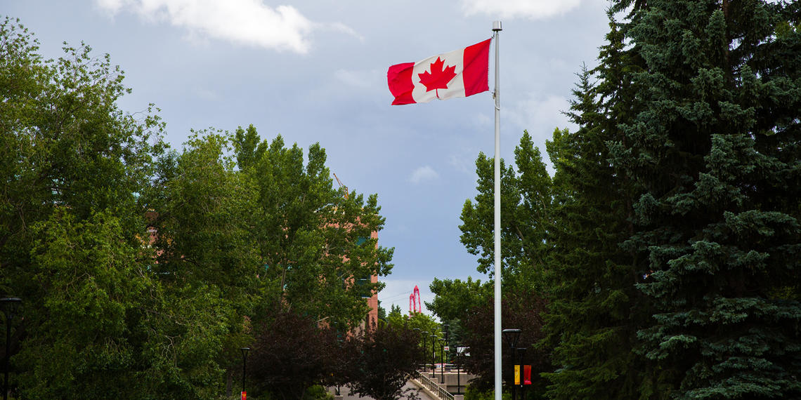 Canadian flag on UCalgary campus